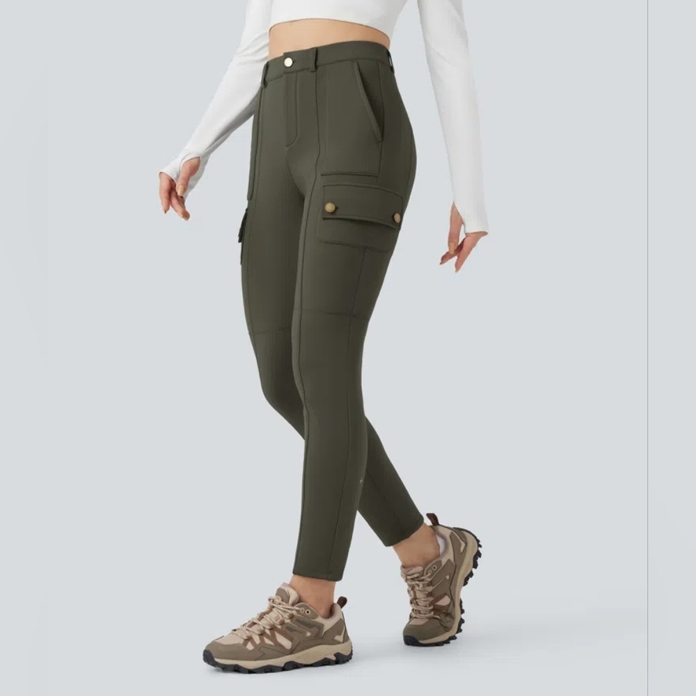 Halara Medium High Waisted Skinny Fleece Hiking Cargo Pants